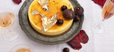 BRÛLÉE CHEESECAKE WITH RUSK CRUST AND FRESH FIGS
